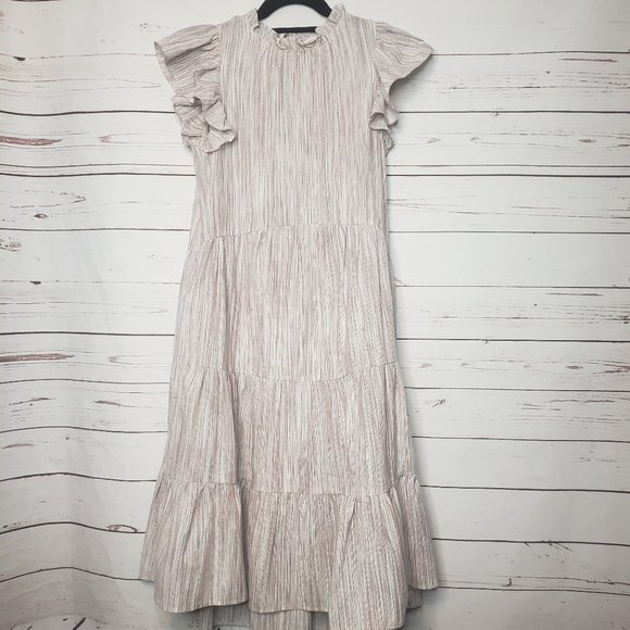 Pinch Dresses & Skirts - Pinch Linen Blend Striped Tiered Ruffle Dress